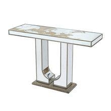 Load image into Gallery viewer, Rectangular Console Table With Elegant Floral Design And Mirrored - Silver Multi
