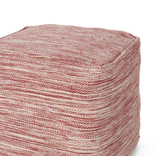 Load image into Gallery viewer, Enigma - Yarn And Cotton Square Pouf Ottoman With Polystyrene Beads - Red / White
