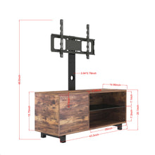 Load image into Gallery viewer, Rustic Brown TV Console With Push-To-Open Storage Cabinet For TV, Wood &amp; Glass TV Stand For Living Room Bedroom - Rustic Brown
