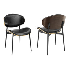 Load image into Gallery viewer, Upholstered Faux Leather Curved Back Dining Side Chairs (Set of 2) - Black
