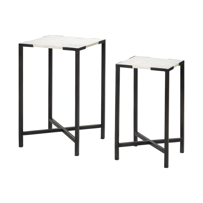 24" Marble End Table - Black