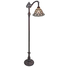 Load image into Gallery viewer, 11" x 11" x 62" Traditional Shaped Floor Lamp With Stained Glass Bowl Shade - Brown / White

