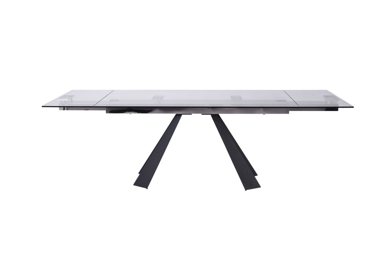 63" Glass And Metal Drop Leaf Pedestal Base Dining Table - Black