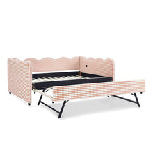 Load image into Gallery viewer, Gingham Daybed With USB Charging Port, Wave-Shaped Design
