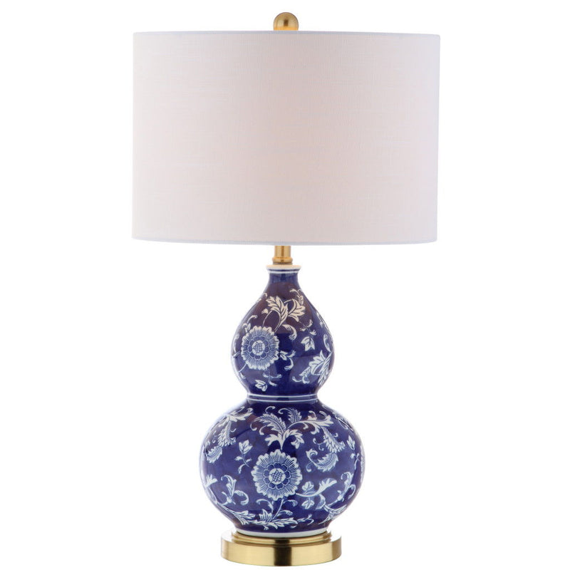 Novelty Table Lamp With Drum Shade - Blue / Gold / White