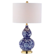 Load image into Gallery viewer, Novelty Table Lamp With Drum Shade - Blue / Gold / White
