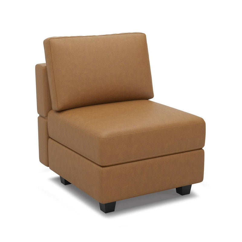 Faux Leather Lounge Chair With Storage - Brown