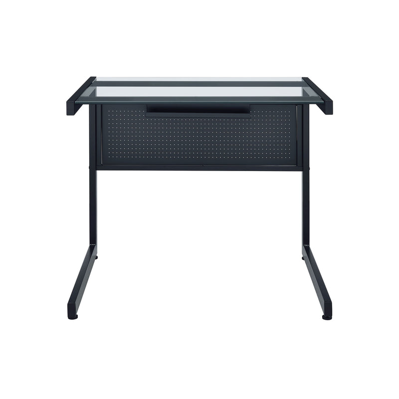 Stainless Corner Computer Desk - Clear / Black