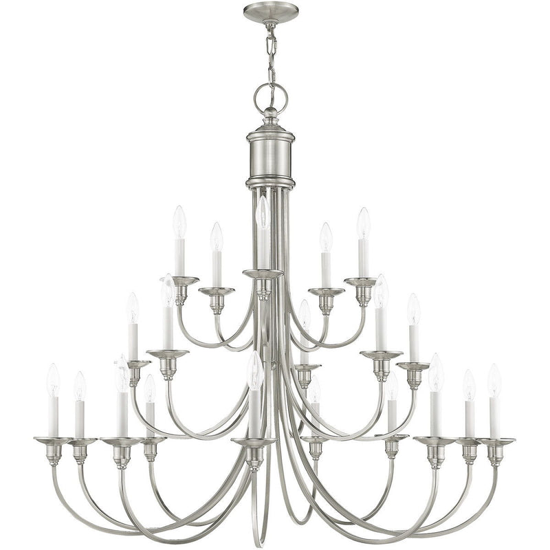 40" Multi Light Dimmable Chandelier With Shades - Nickel