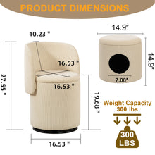 Load image into Gallery viewer, Barrel Chair, Built In Storage, 360° Swivel - Beige
