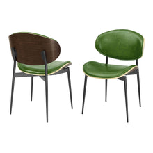 Load image into Gallery viewer, Upholstered Faux Leather Curved Back Dining Side Chairs (Set of 2) - Green
