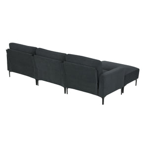 [VIDEO provided] [New] 103.5*59" Modern L-shaped Sectional Sofa, 4-seat Velvet Fabric Couch Set with Convertible Ottoman,Freely Combinable Sofa for Living Room, Apartment, Office,Apartment,2 Colors