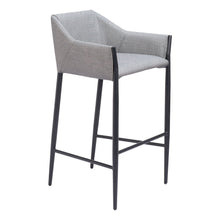 Load image into Gallery viewer, 30" Fabric And Steel Bar Height Bar Chair - Slate Gray And Black

