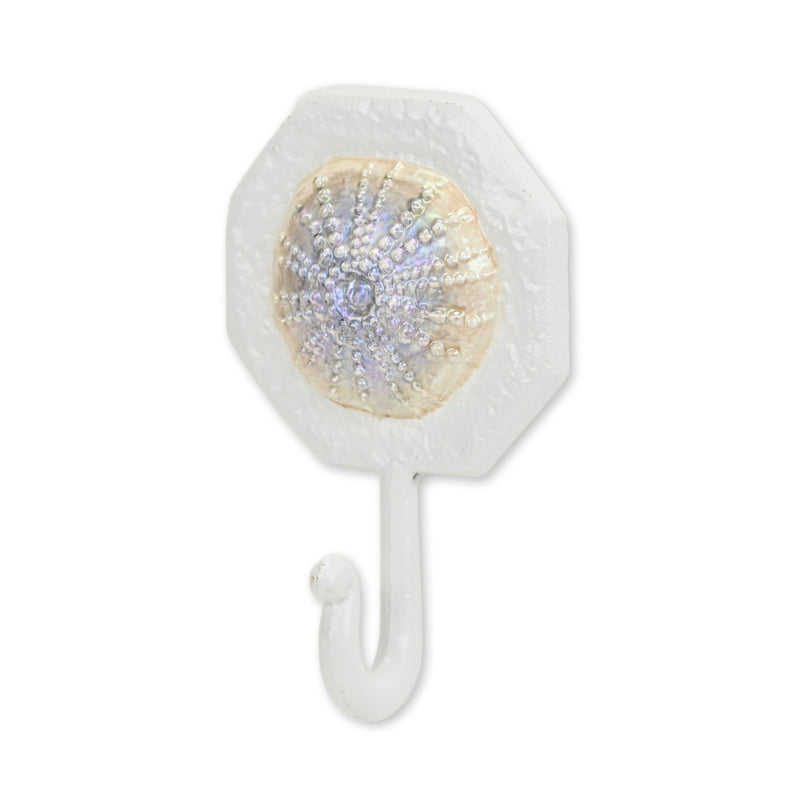 4" Cast Iron Sand Dollar Wall Hook - Pearl / White