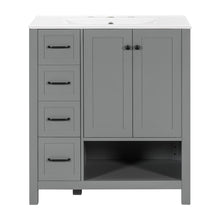 Load image into Gallery viewer, Bathroom Vanity With Sink Top, Bathroom Vanity Cabinet With 2 Doors And 2 Drawers, Open Shelf
