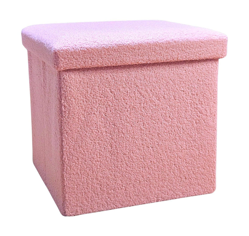 15" Boucle Cube Storage Ottoman - Pink
