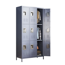 Load image into Gallery viewer, 9 Door Lockers With Lock For Storage In Office, School, Gym, And Bedroom - Gray
