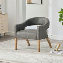 Load image into Gallery viewer, Upholstered Open Back Armchair With Weathered Rubberwood Legs
