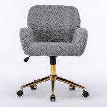 Load image into Gallery viewer, Office Chair, Artificial Rabbit Hair Home Office Chair With Metal Base, Adjustable Desk Chair Swivel Office Chair, Vanity Chair
