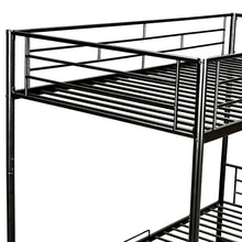 Load image into Gallery viewer, Twin Over Twin Metal Bunk Bed with Shelf and Guardrails, Black
