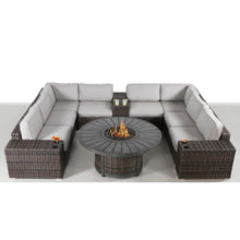 Load image into Gallery viewer, Patio Seating Group With Cushions And Fire Pit - Espresso
