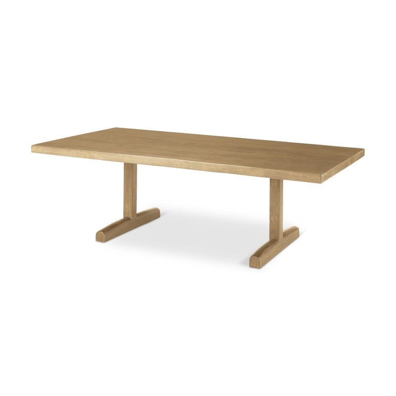55" Solid Wood Double Pedestal Coffee Table - Natural
