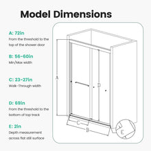 Load image into Gallery viewer, Semi-Frameless Double Sliding Shower Door, Bypass Shower Door, 1 / 4" (6Mm) Thick SGCC Tempered Glass Door
