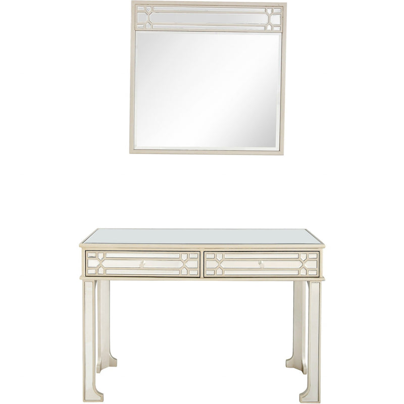 Mirrored Glass Console Table And Drawers - Champagne