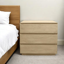Load image into Gallery viewer, 24" Contemporary Solid Wood Ribbed Texturere Three Drawer Nightstand - Natural
