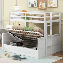 Load image into Gallery viewer, Wood Twin over Full Bunk Bed with Hydraulic Lift Up Storage, White
