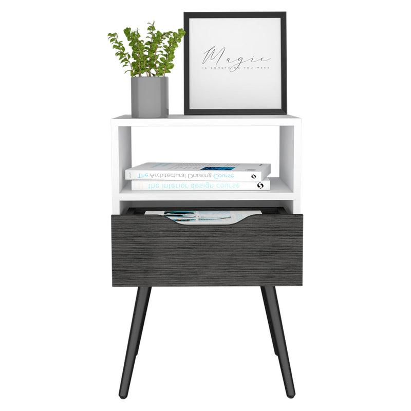 25" One Drawer Faux Wood Nightstand - Gray