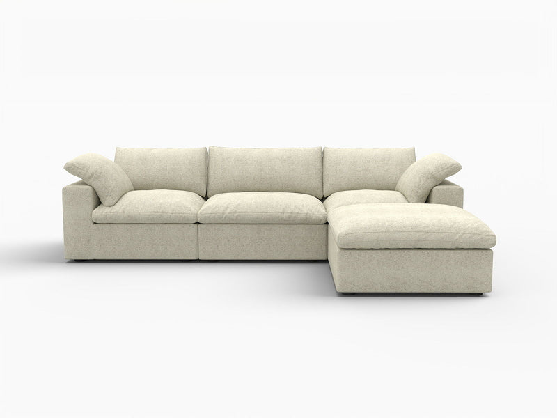 Two Piece Living Room Set Blend Modular Sofa With Ottoman Storage - Khaki