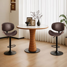 Load image into Gallery viewer, Fabric Faux Leather Aluminum Swivel Bar Chairs (Set of 2) (724337) - Black / Silver
