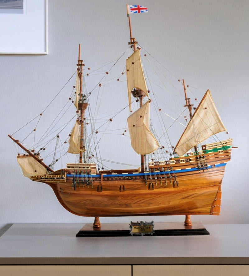 Mayflower Boat Hand Painted Decorative Boat - Brown