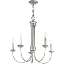 Load image into Gallery viewer, 24" Five Light Metal Dimmable Chandelier With Shades - Nickel
