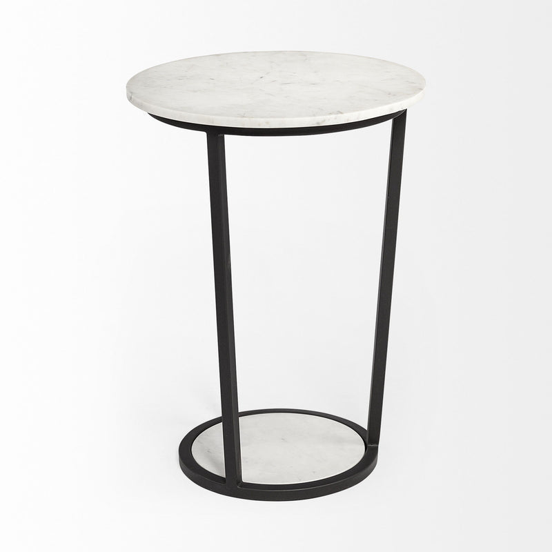 Marble End Table - Black And White