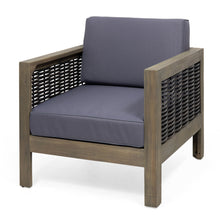 Load image into Gallery viewer, Outdoor Acacia Wood Club Chair With Wicker Accents
