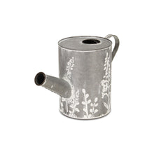 Load image into Gallery viewer, Galvanized Flowers Hand Painted Decorative Watering Can (635817) - Gray / White
