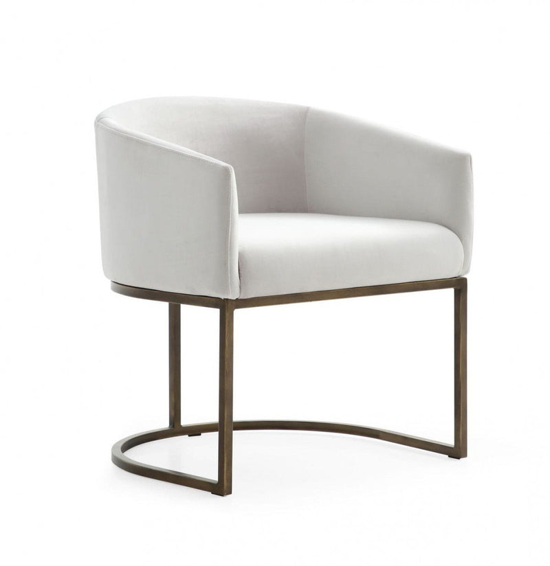 Modern Dining Chair - White / Brass