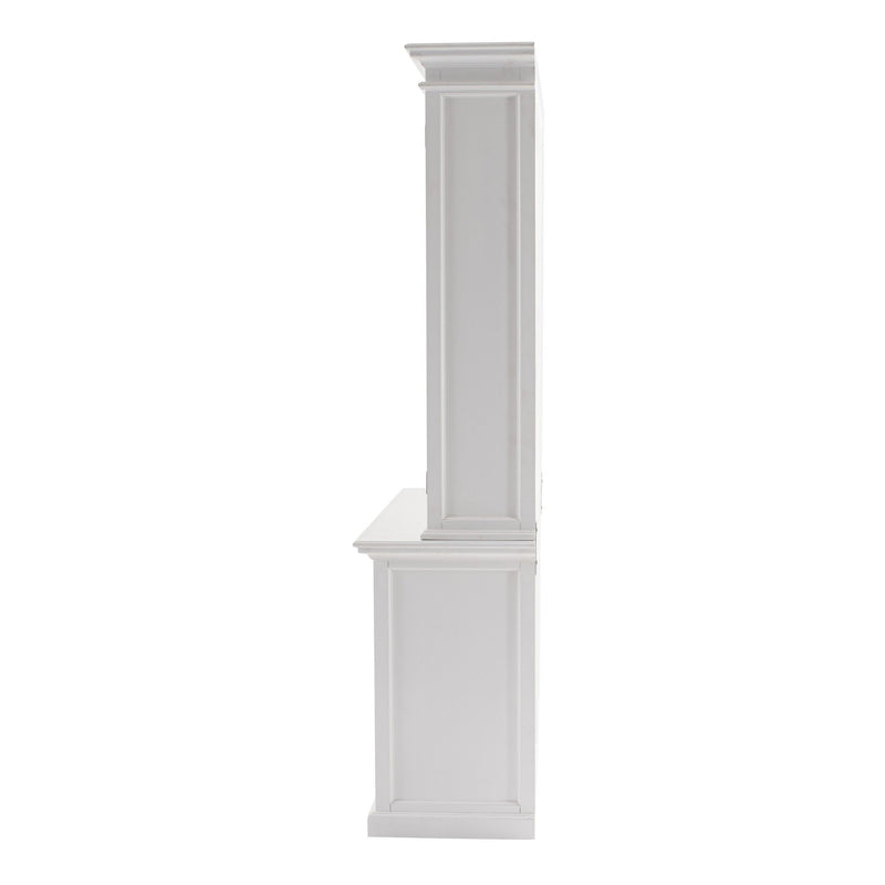 Solid Wood Frame Dining Hutch With Twelve Shelves And Two Drawers - White