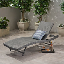 Load image into Gallery viewer, Modern Kauai Wicker Chaise Lounge With Adjustable Seat Back - Gray
