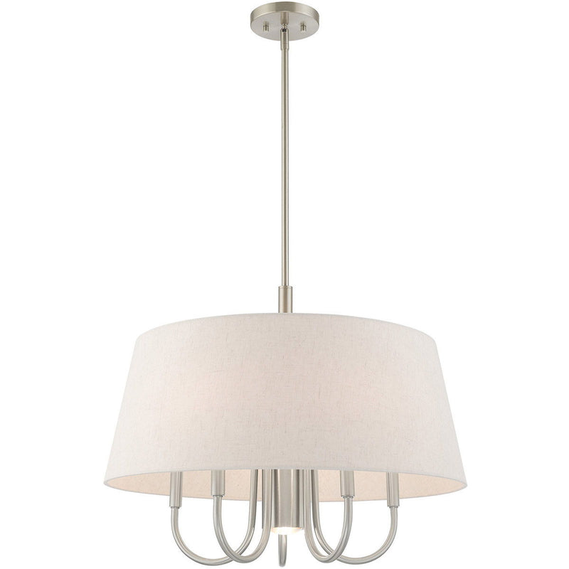 22'' 6 Light Dimmable Chandelier With Shades - Nickel