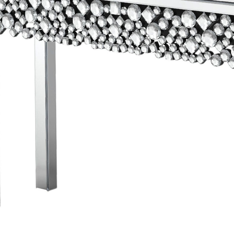 47" Mirro Glass Faux Crystal Bling Console Table - Silver