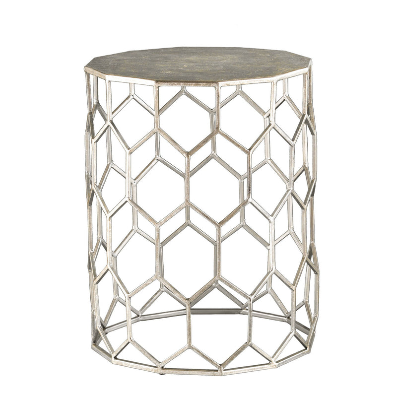 Antiqued Honeycomb Hexagonal End Table - Gold / Honey