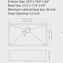 Load image into Gallery viewer, Undermount Kitchen Sink 16 Gauge Single Bowl Stainless Steel
