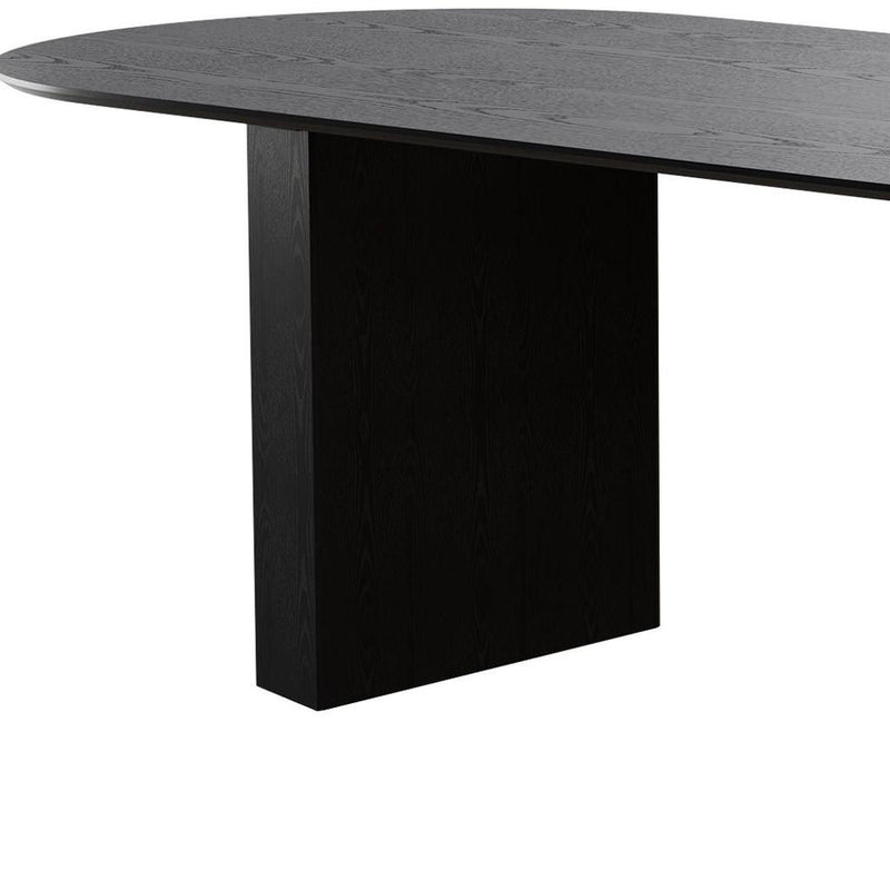 86" Wood Double Pedestal Base Oval Dining Table - Black