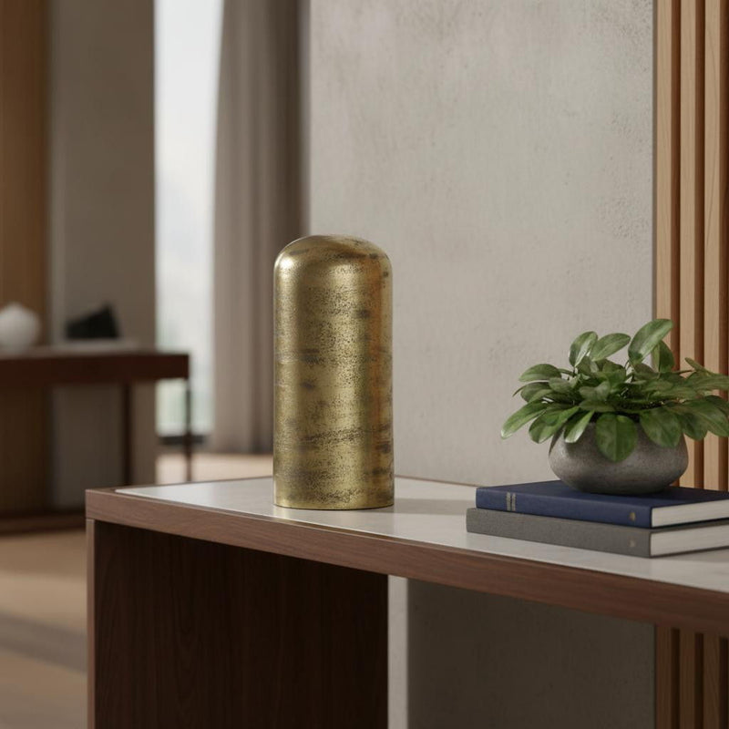 Cylindrical Tabletop Sculpture (608701) - Antiqued Brass