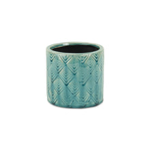 Load image into Gallery viewer, Geometric Round Pot Planter - Cream / Turquoise
