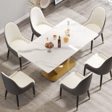 Load image into Gallery viewer, 63&quot; Modern Artificial Stone Panel V-Shaped Metal Legs, Can Accommodate 6-8 People
