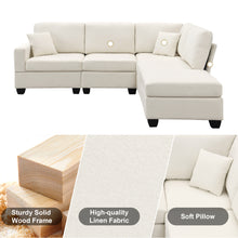 Load image into Gallery viewer, [VIDEO provided][New]89.8*60.2&quot; Modern Sectional Sofa,5-Seat Modular Couch Set with Convertible Ottoman,L-Shape Linen Fabric Corner Couch Set with 2 Pillows for Living Room,Apartment,Office, 3 Colors
